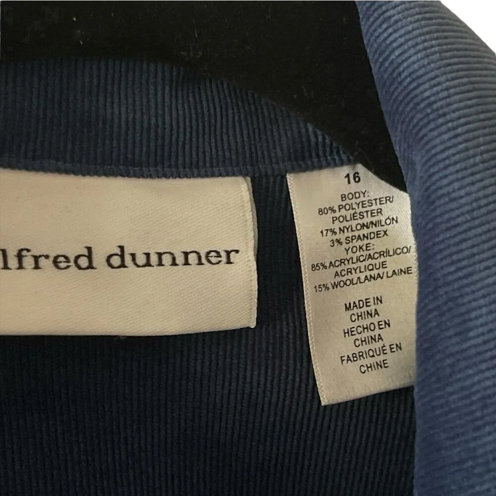 Alfred Dunner Zip Up Jacket Womens 16 Blue Corduroy Long Sleeve Collared NWT - Picture 4 of 5